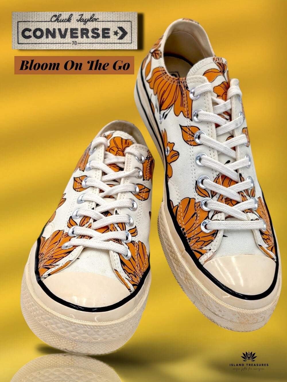 Converse Chuck Taylor 70 Size 10.5 Vintage Floral Low Top Orange Limited Edition